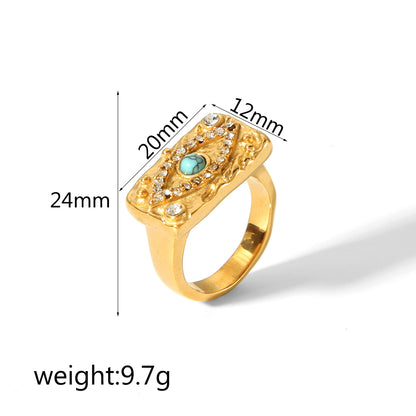 Simple Style Star Moon Eye Stainless Steel Polishing Plating Inlay Natural Stone Zircon 18k Gold Plated Rings