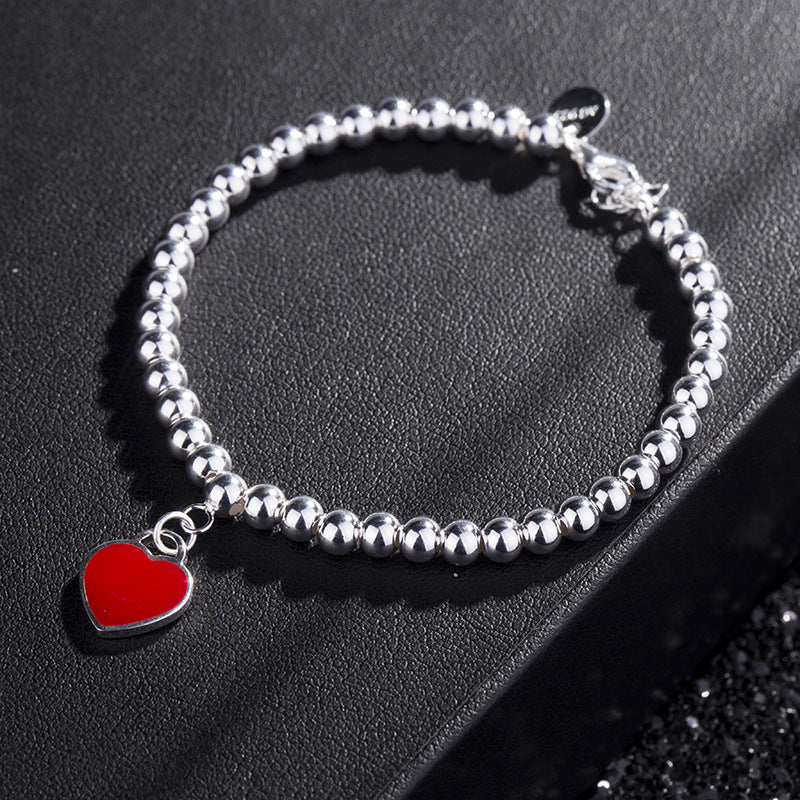 Elegant Simple Style Heart Shape Sterling Silver Epoxy Bracelets