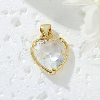 Simple Style Heart Shape Copper Plating Inlay Zircon Charms Jewelry Accessories