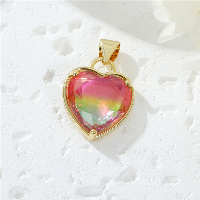 Simple Style Heart Shape Copper Plating Inlay Zircon Charms Jewelry Accessories