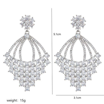 1 Pair Elegant Glam Geometric Plating Copper Zircon 18k Gold Plated White Gold Plated Drop Earrings