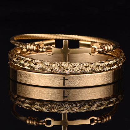 Glam Cross Stainless Steel Plating Bracelets