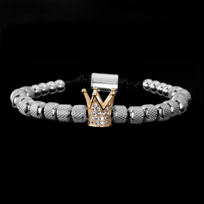 Glam Crown Stainless Steel Plating Inlay Zircon Bangle