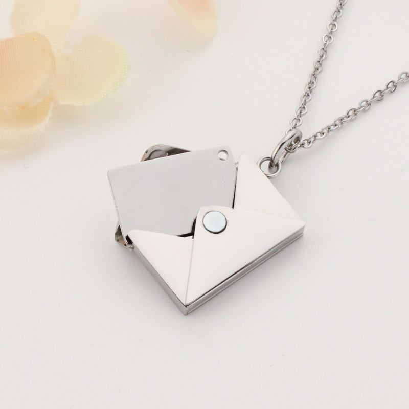 Simple Style Envelope Titanium Steel Polishing Pendant Necklace