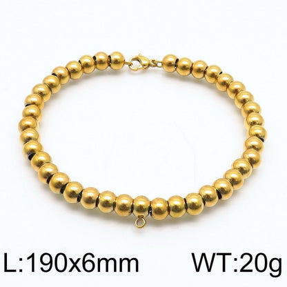 Classic Style Solid Color Stainless Steel Beaded Plating Bracelets