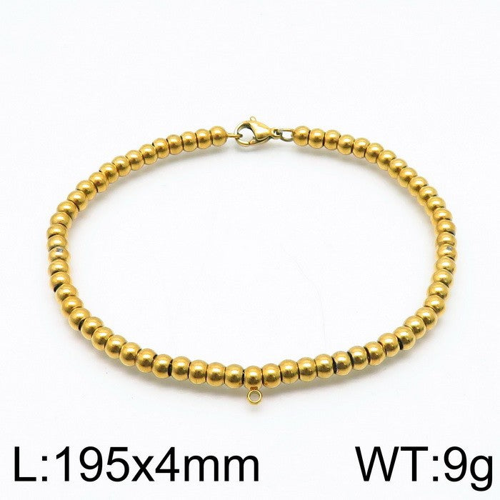 Classic Style Solid Color Stainless Steel Beaded Plating Bracelets