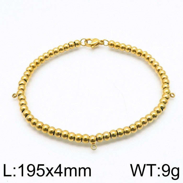 Classic Style Solid Color Stainless Steel Beaded Plating Bracelets