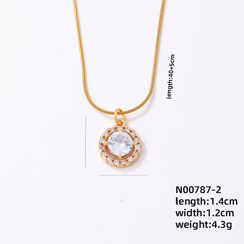 Ig Style Simple Style Snowflake Stainless Steel Copper Plating Inlay Zircon Gold Plated Pendant Necklace