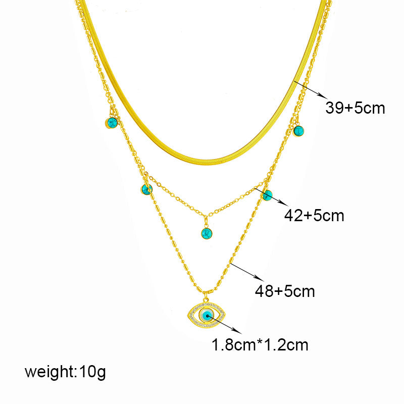 Vintage Style Eye Titanium Steel Plating 18k Gold Plated Necklace