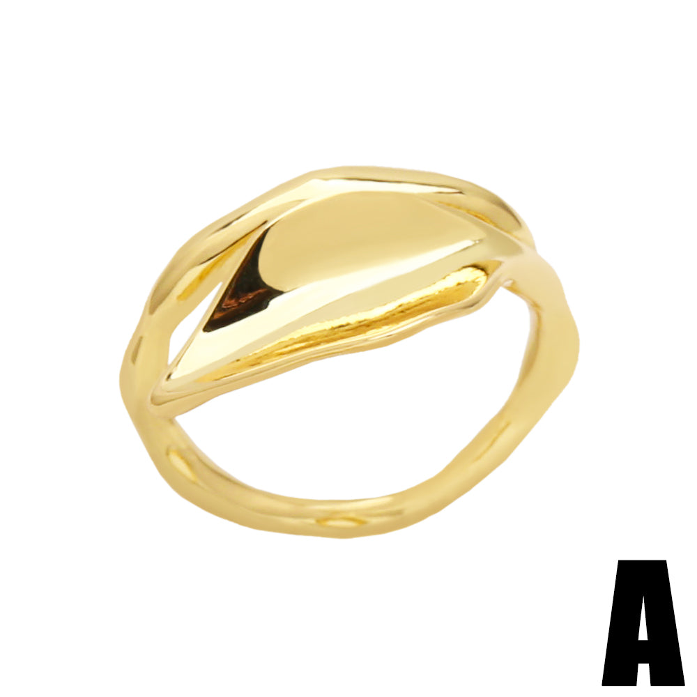 Simple Style Solid Color Copper Plating 18k Gold Plated Open Rings