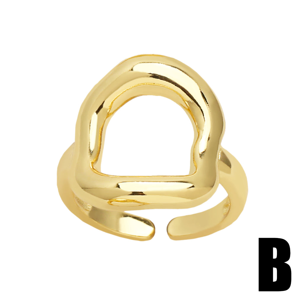 Simple Style Solid Color Copper Plating 18k Gold Plated Open Rings