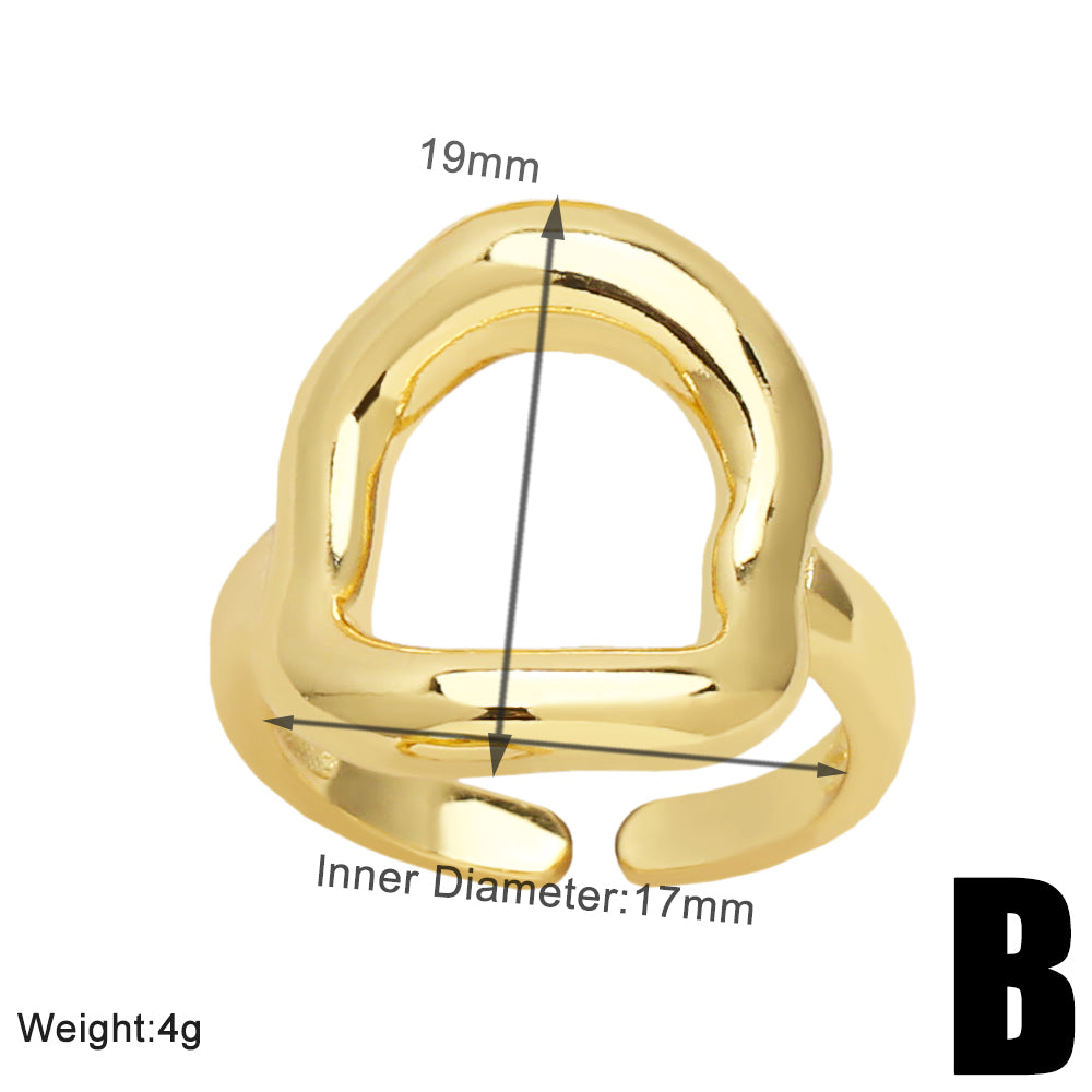 Simple Style Solid Color Copper Plating 18k Gold Plated Open Rings