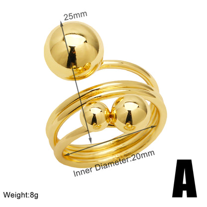 Simple Style Solid Color Copper Plating 18k Gold Plated Open Rings