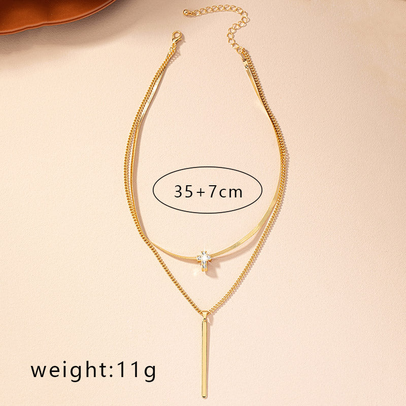 Ig Style Retro Streetwear Cross Lines Alloy Plating Inlay Rhinestones Women's Pendant Necklace