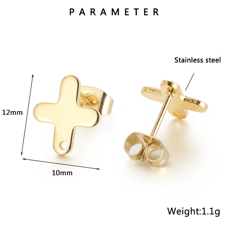 1 Pair Simple Style Cross Plating Stainless Steel Ear Studs