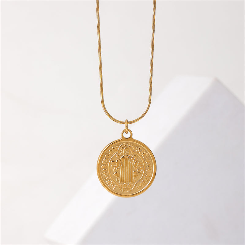 Retro Geometric Stainless Steel Plating Gold Plated Pendant Necklace