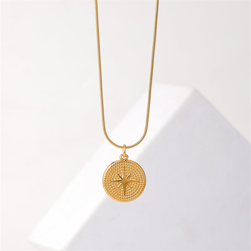 Retro Geometric Stainless Steel Plating Gold Plated Pendant Necklace