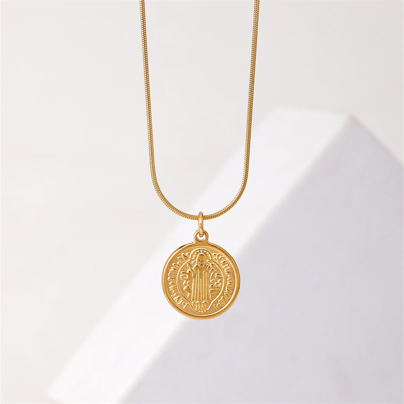 Retro Geometric Stainless Steel Plating Gold Plated Pendant Necklace