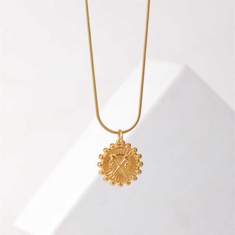 Retro Geometric Stainless Steel Plating Gold Plated Pendant Necklace