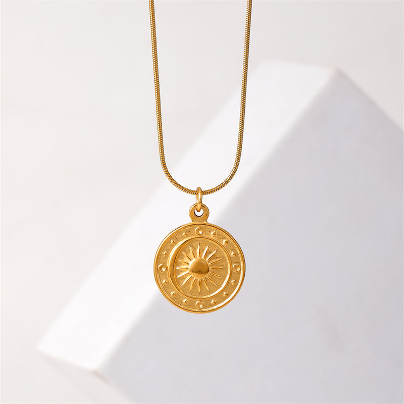 Retro Geometric Stainless Steel Plating Gold Plated Pendant Necklace