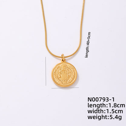 Retro Geometric Stainless Steel Plating Gold Plated Pendant Necklace