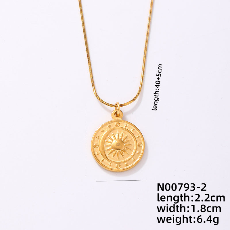 Retro Geometric Stainless Steel Plating Gold Plated Pendant Necklace