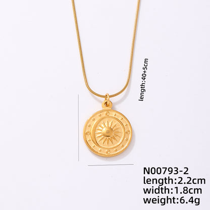 Retro Geometric Stainless Steel Plating Gold Plated Pendant Necklace