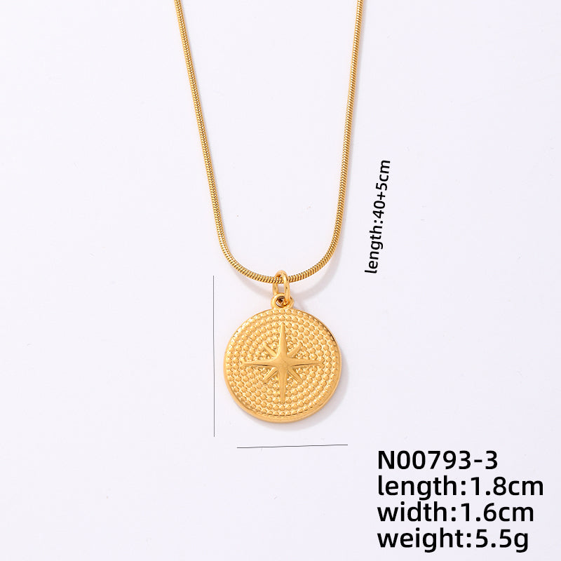 Retro Geometric Stainless Steel Plating Gold Plated Pendant Necklace