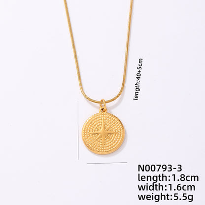 Retro Geometric Stainless Steel Plating Gold Plated Pendant Necklace