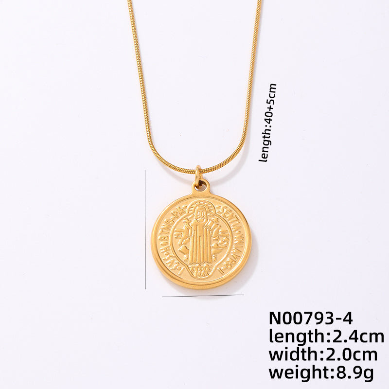 Retro Geometric Stainless Steel Plating Gold Plated Pendant Necklace