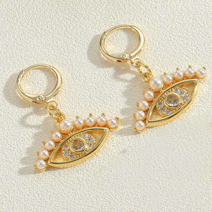 1 Pair Vintage Style Simple Style Sun Plating Inlay Copper Zircon 14k Gold Plated Drop Earrings