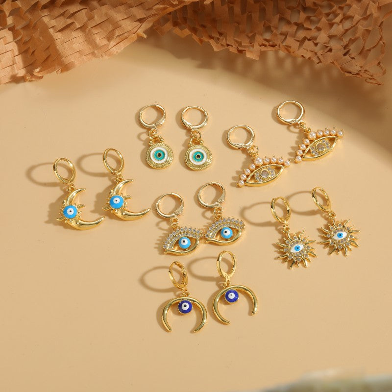 1 Pair Vintage Style Simple Style Sun Plating Inlay Copper Zircon 14k Gold Plated Drop Earrings