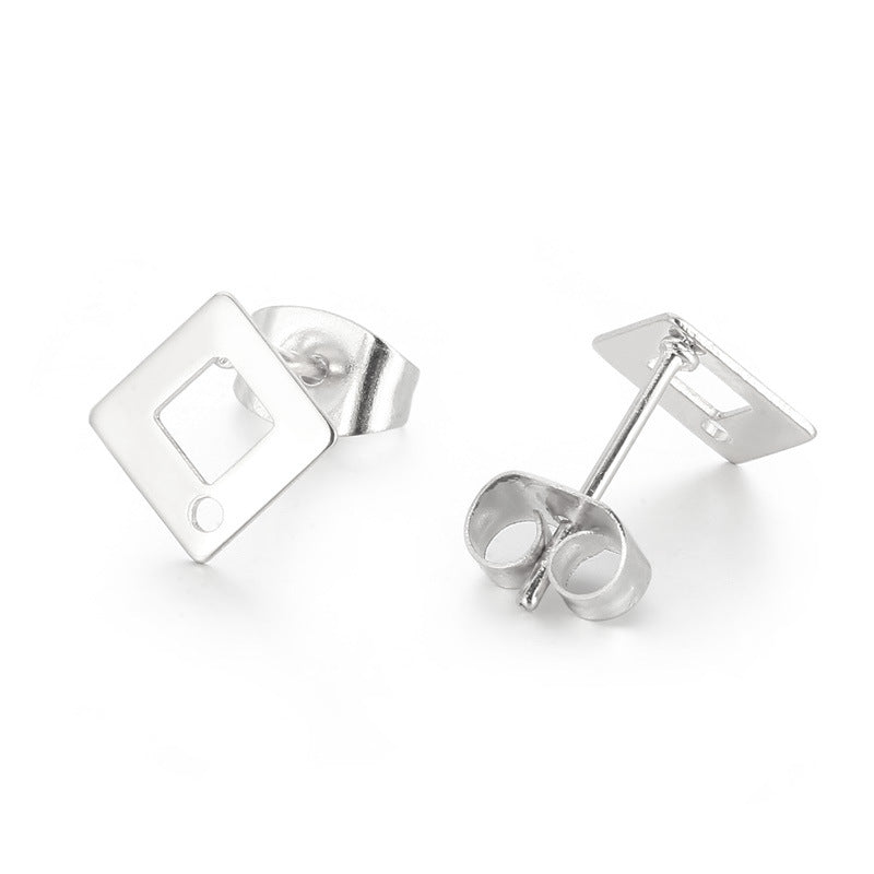 1 Pair Simple Style Square Plating Stainless Steel Ear Studs