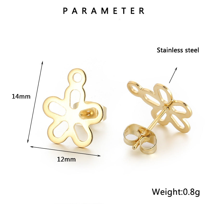 1 Pair Simple Style Flower Plating Stainless Steel Ear Studs