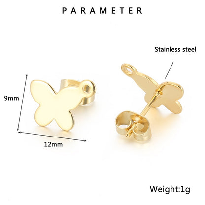 1 Pair Simple Style Butterfly Plating Stainless Steel Ear Studs