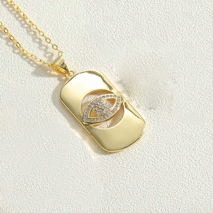Vintage Style Simple Style Devil's Eye Copper Plating Inlay Zircon 14k Gold Plated Pendant Necklace