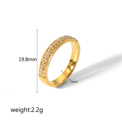 Simple Style Classic Style Solid Color Stainless Steel Plating Inlay Zircon 18k Gold Plated Rings