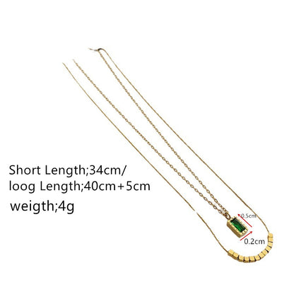 Luxurious Solid Color Stainless Steel Titanium Steel Steel Plating Inlay Zircon 18k Gold Plated Pendant Necklace