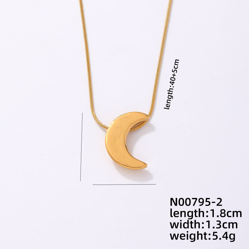 Ig Style Simple Style Star Moon Necklace Stainless Steel Plating Gold Plated Pendant Necklace