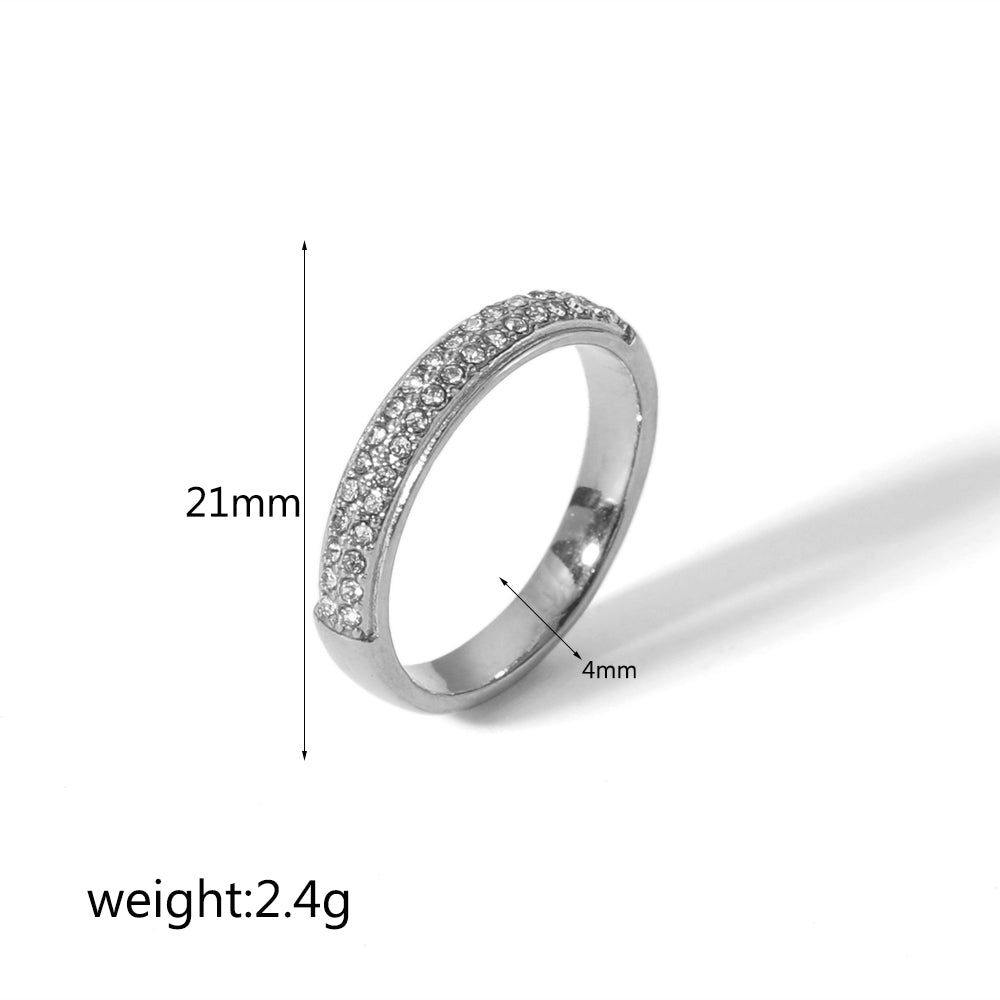 Simple Style Classic Style Solid Color Stainless Steel Plating Inlay Zircon 18k Gold Plated Rings