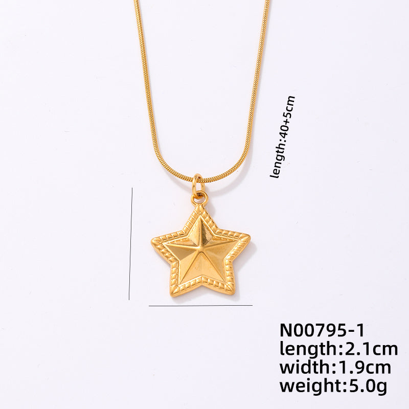 Ig Style Simple Style Star Moon Necklace Stainless Steel Plating Gold Plated Pendant Necklace