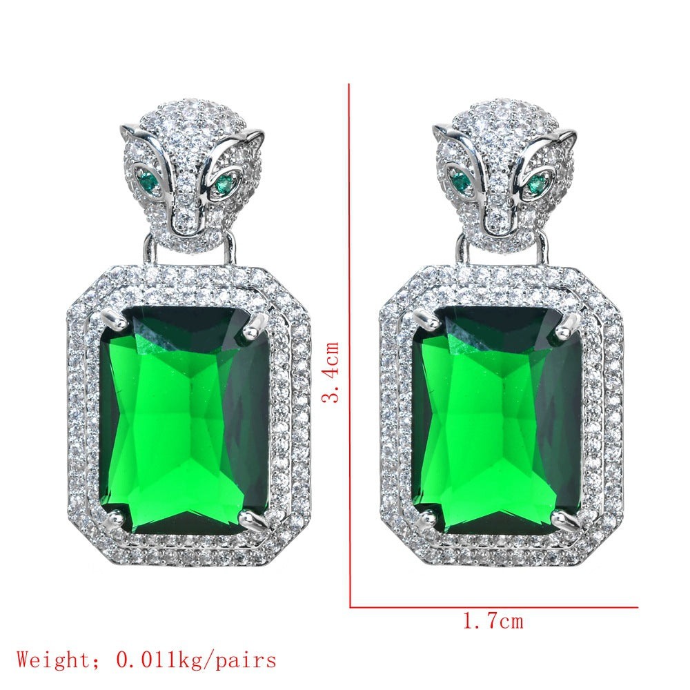 1 Pair Glam Luxurious Square Plating Inlay Copper Zircon White Gold Plated Drop Earrings