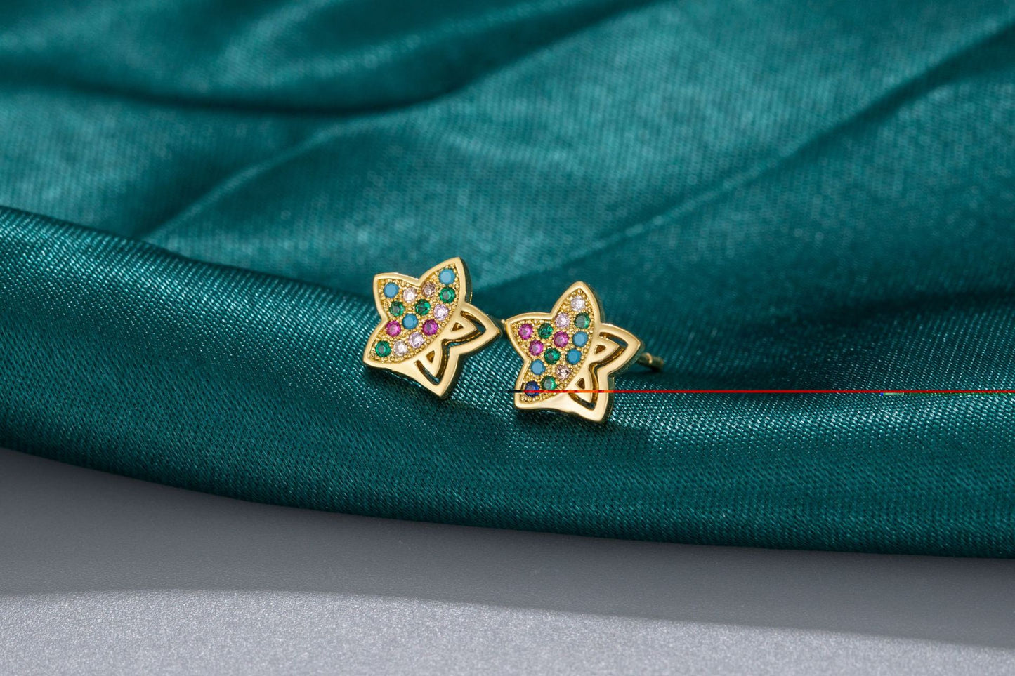 1 Pair Simple Style Star Plating Hollow Out Inlay Copper Zircon Ear Studs