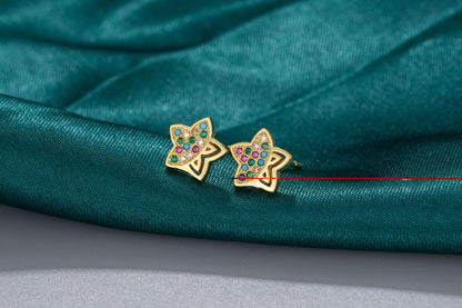 1 Pair Simple Style Star Plating Hollow Out Inlay Copper Zircon Ear Studs