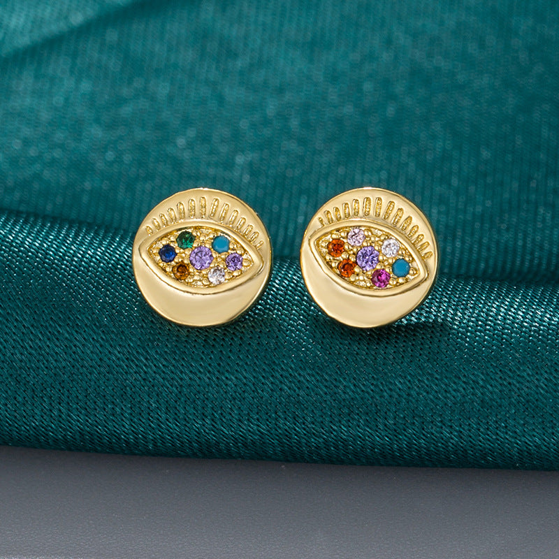 1 Pair Simple Style Round Eye Plating Inlay Copper Zircon Ear Studs