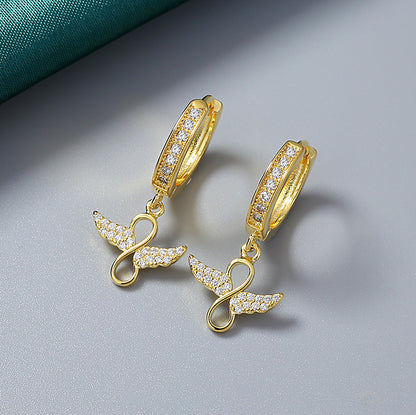 1 Pair Ig Style Simple Style Infinity Wings Hollow Out Inlay Copper Zircon 18k Gold Plated Drop Earrings