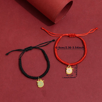 Chinoiserie Casual Dragon Alloy Polyester Copper Plating 14k Gold Plated Gold Plated Unisex Drawstring Bracelets