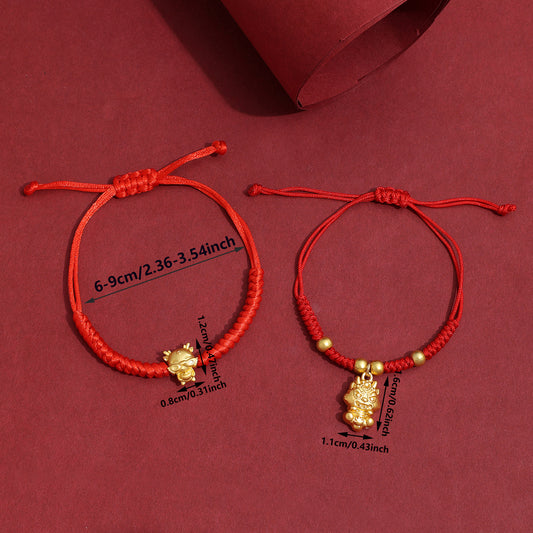 Chinoiserie Casual Dragon Alloy Polyester Copper Plating 14k Gold Plated Gold Plated Unisex Drawstring Bracelets