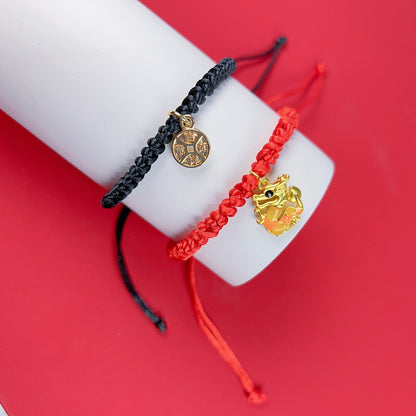 Chinoiserie Casual Dragon Alloy Polyester Copper Plating 14k Gold Plated Gold Plated Unisex Drawstring Bracelets