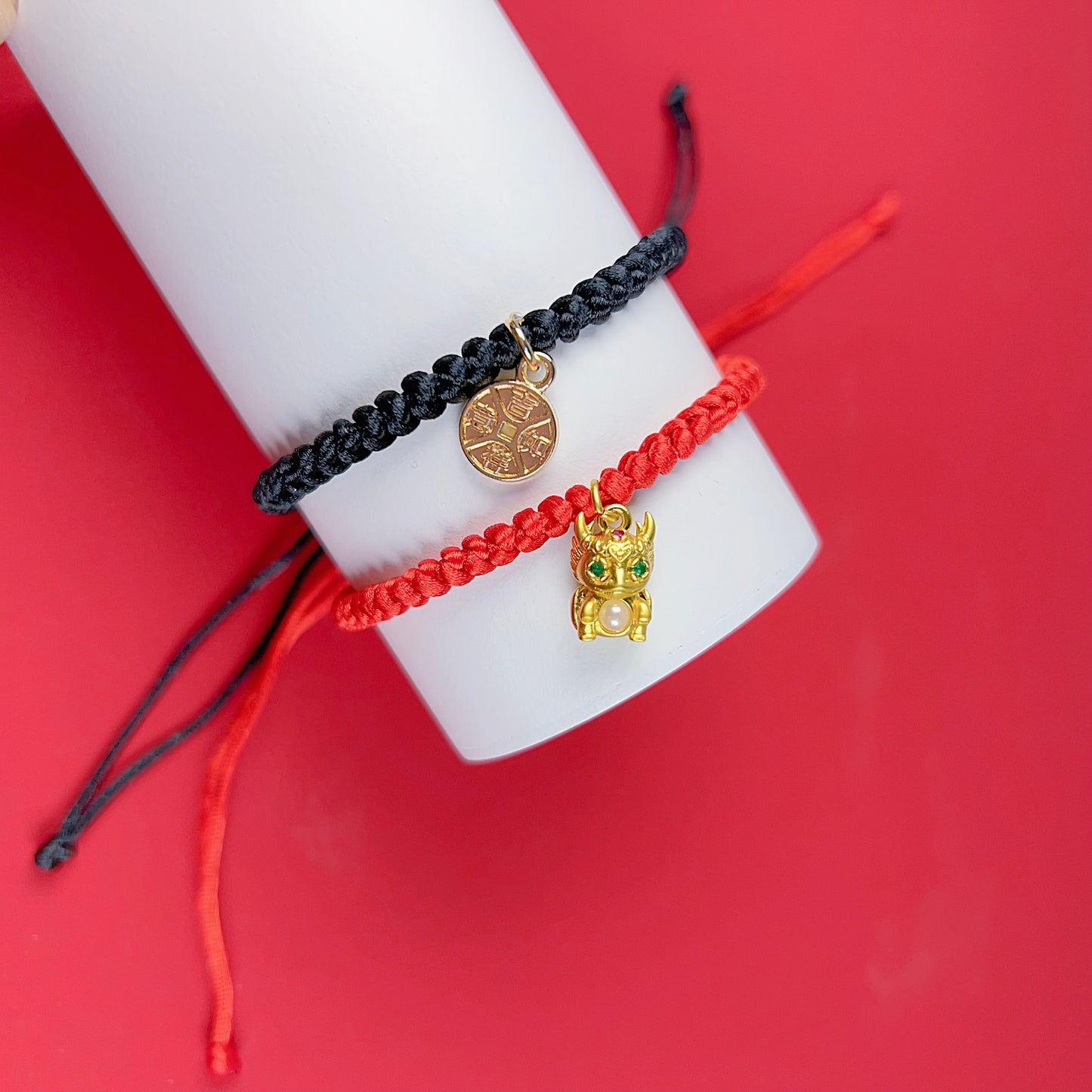 Chinoiserie Casual Dragon Alloy Polyester Copper Plating 14k Gold Plated Gold Plated Unisex Drawstring Bracelets